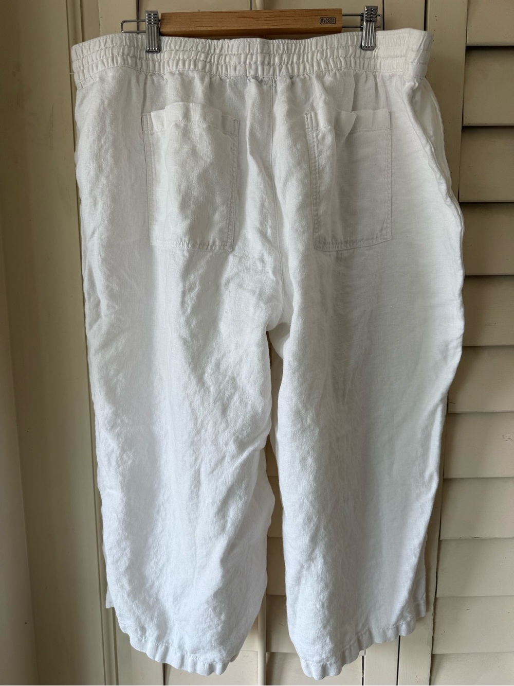 2X Lands End white linen Drawstring and elastic waist cropped Pants - Picture 3 of 5